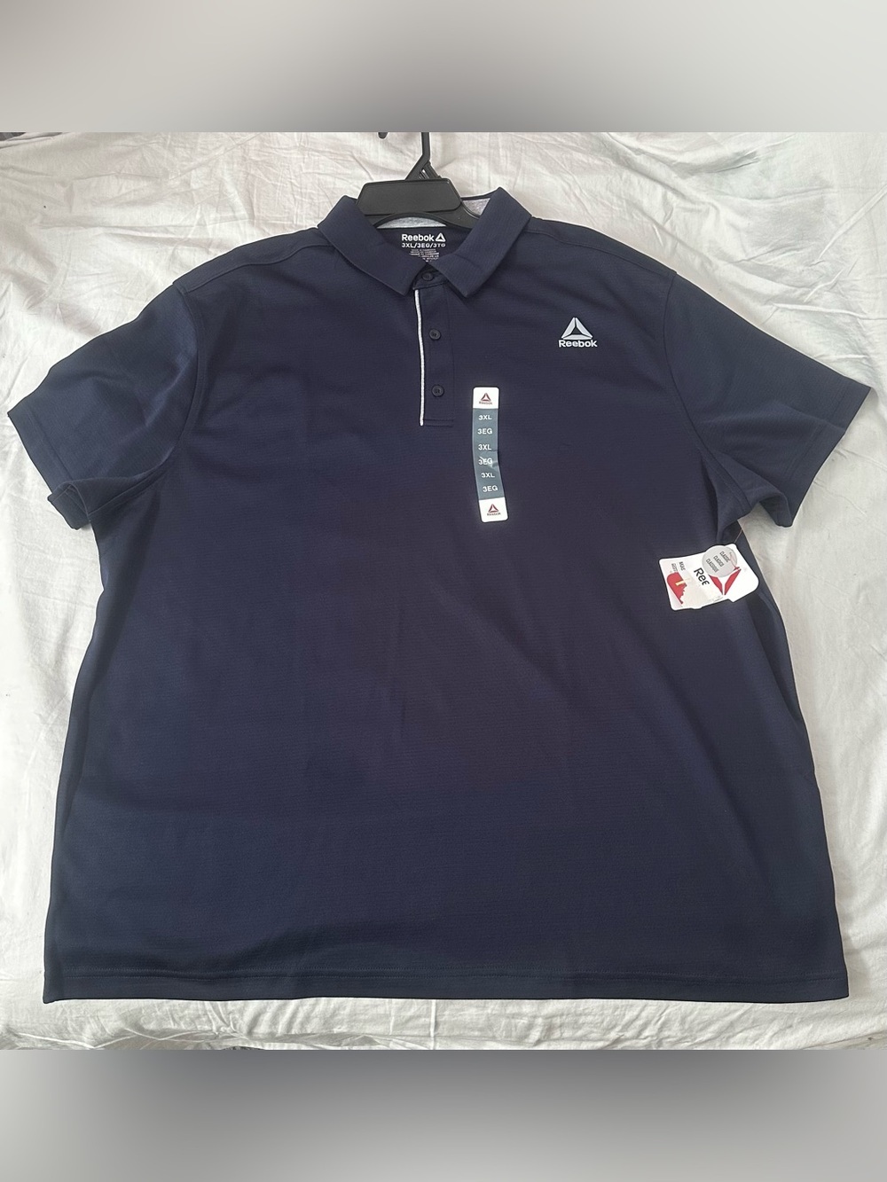 Reebok Men’s Dark Blue Polo Shirt with White Trim